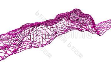 抽象简单的紫罗兰挥舞三维网格或网格作为<strong>游戏背景</strong>。 紫罗兰几何振动环境或脉动数学